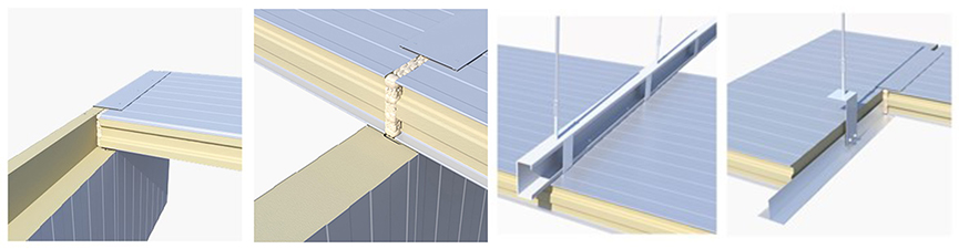 저온 저장실 천장 시스템용 퍼프 지붕 패널 세부 정보2